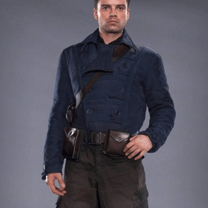 Bucky Barnes WW2 Sebastian Stan Suede Leather Jacket