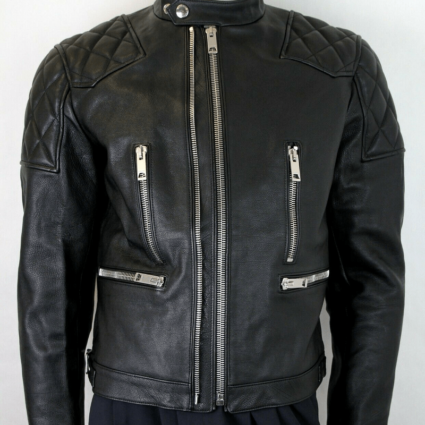Mens Burberry Diamond Quilted Biker Leather Jacket