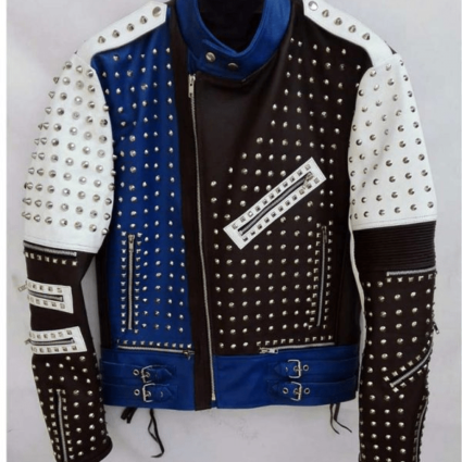 Cafe Racer Style Studded Leather Jacket