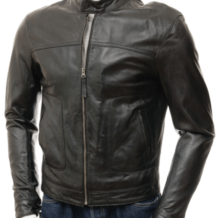 Men's Caine Black Biker Leather Jacket
