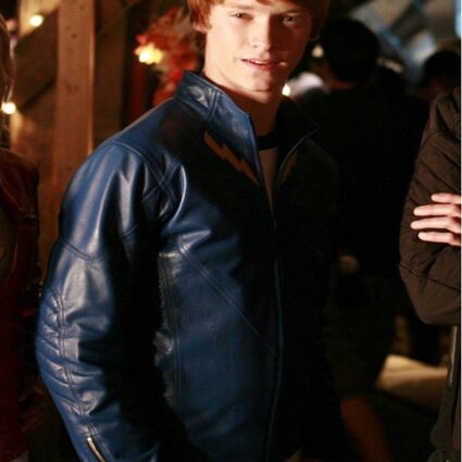 Calum Worthy Smallville Blue Leather Jacket