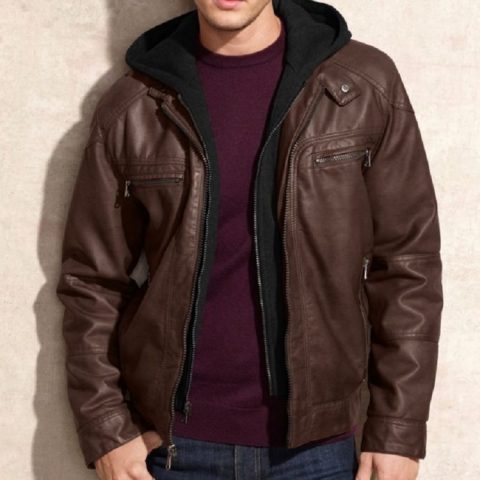Calvin Klein Leather Jacket With Hood