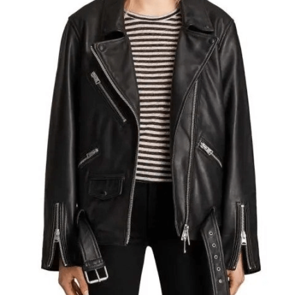 Womens Emily In Paris Camille Razat Motorcycle Leather Jacket