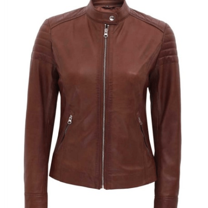 Carrie Padded Slim Fit Brown Leather Jacket