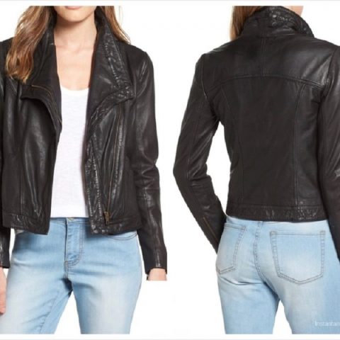 Womens Nordstrom Style Caslon Leather Jacket