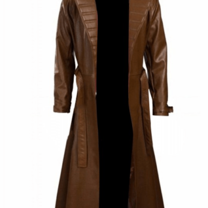 Mens Gambit Costume Channing Tatum Brown Trench Leather Coat