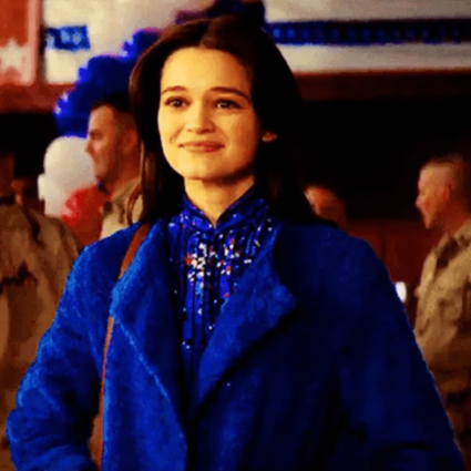 Womens Emily Cherry 2021 Ciara Bravo Blue Fur Trench Coat