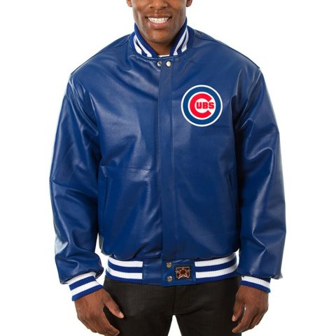 Chicago Cubs Royal Team Bomber Blue Leather Jacket