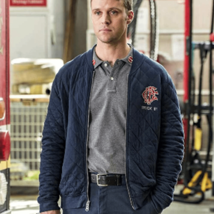 Jesse Spencer TV Series Chicago Fire Quilted Bomber Jacket