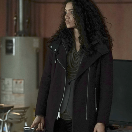 Miranda Rae Mayo Chicago Fire Stella Kidd Suede Leather Coat