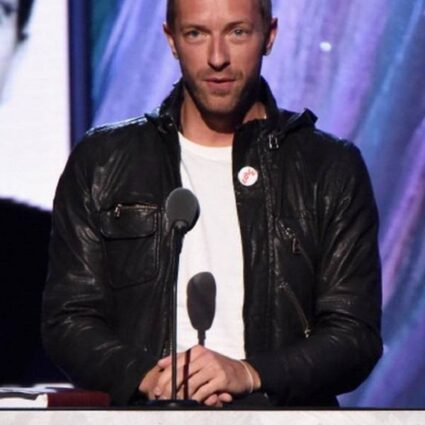 Chris Martin Coldplay Black Hoodie Leather Jacket