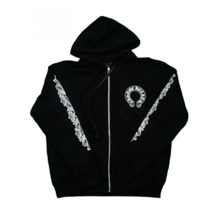 Chrome Hearts Floral Cross Zip Black Hoodie Jacket
