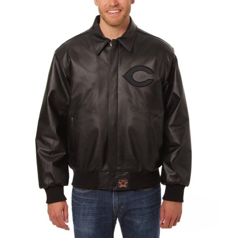 Cincinnati Reds Black Bomber Leather Jacket
