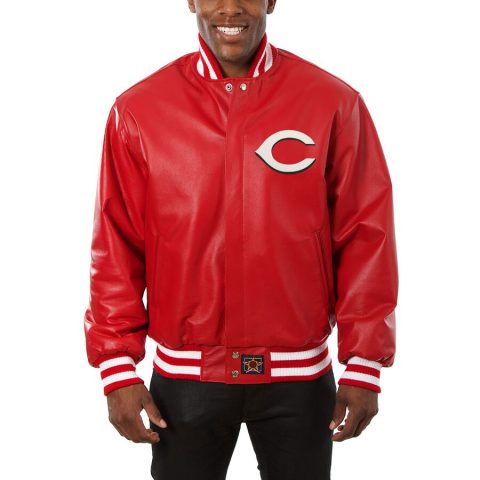 Cincinnati Reds Bomber Red Classic Leather Jacket
