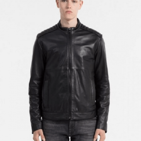 Calvin Klein Leather Moto Jacket Ck
