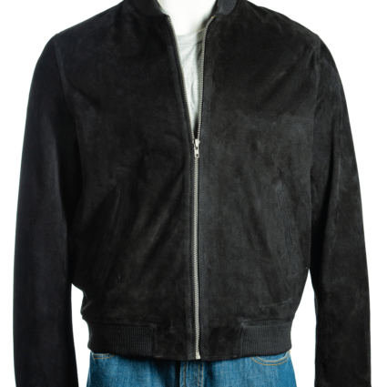 Classic MA-1 Flight Black Bomber Suede Leather Jacket