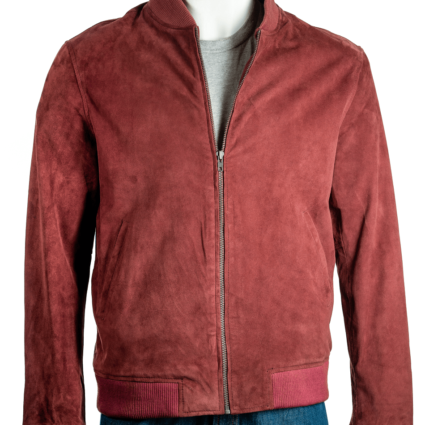 Classic MA-1 Flight Burgundy Bomber Suede Leather Jacket