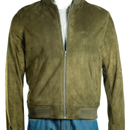 Classic MA-1 Flight Olive Bomber Suede Leather Jacket