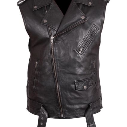 Classic Style Multi Pockets Motorcycle Leather Vest