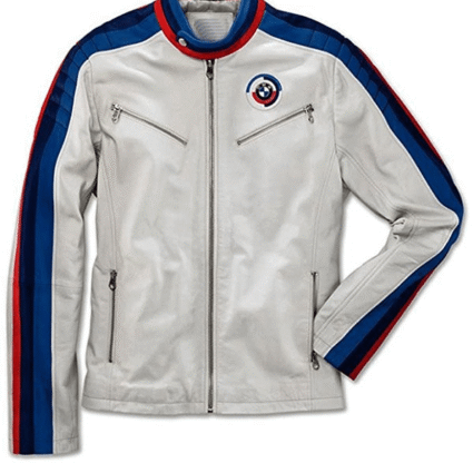 Classical White Motorcycle BMW Leather Jacket