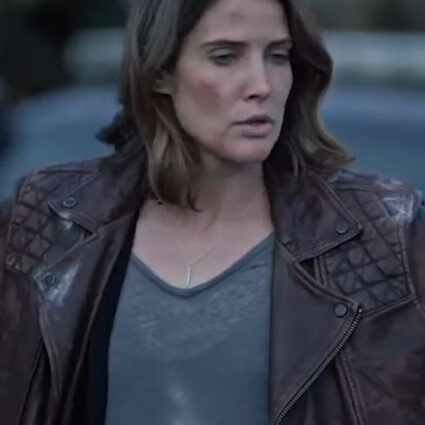 Cobie Smulders Stumptown Quilted Shoulder Leather Jacket