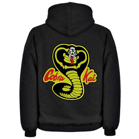 Cobra Kai 80s Karate Film Snake Logo Black Fleece Hoodie