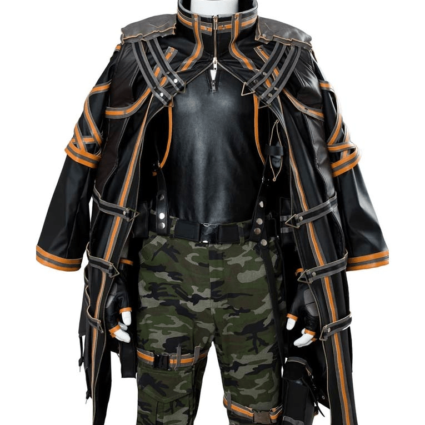 Code Vein Black And Orange Yakumo Leather Coat