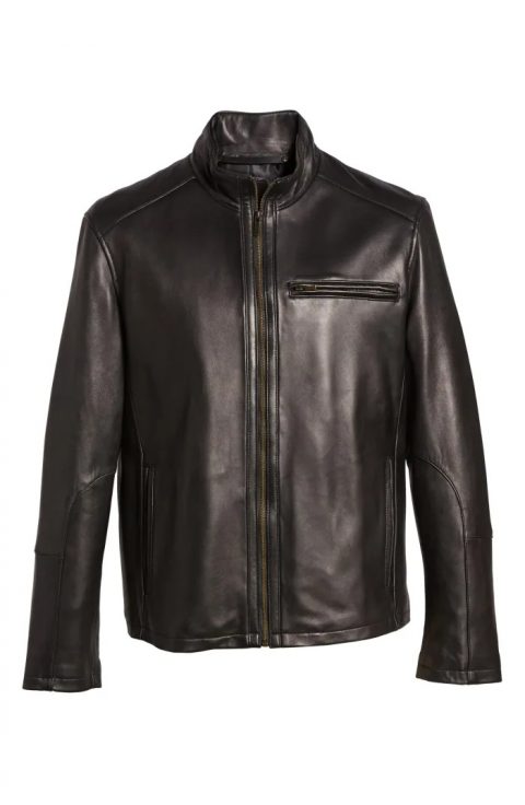 Cole Haan Moto Black Lambskin Leather Jacket A2 Jackets