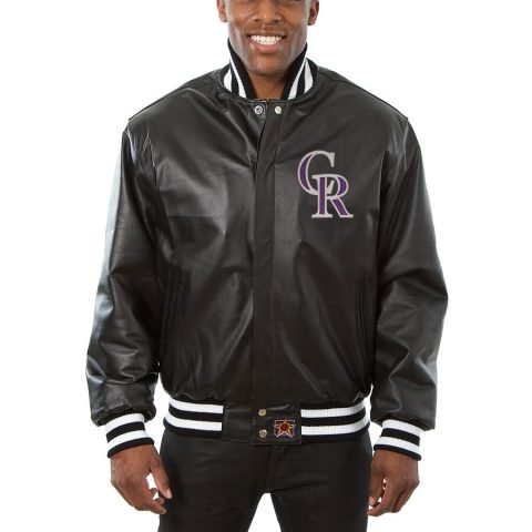 Colorado Rockies Classic Bomber Leather Black Jacket