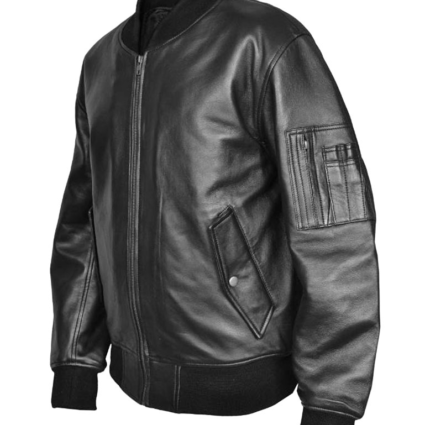 Mens Combat Mod Bomber Leather Jacket
