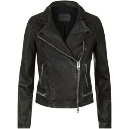 Mens Conroy Black Biker Leather Jacket