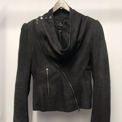 Mens Muubaa Curved Zip Leather Cowl Neck Jacket