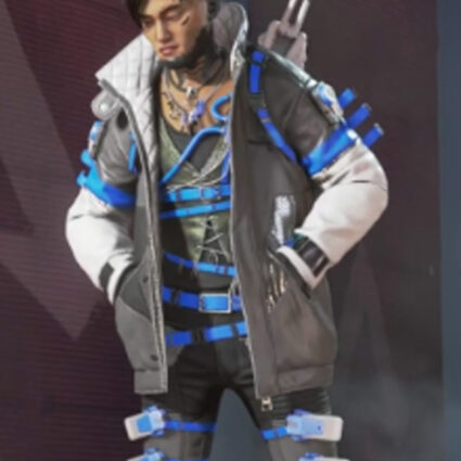 Crypto Skyward Apex Legends Black & White Leather Jacket