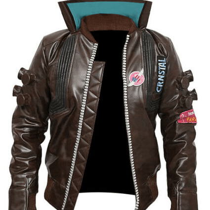 Cyberpunk 2077 Brown Bomber Leather Jacket