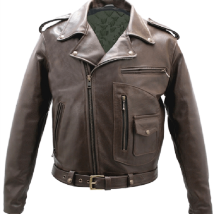 Men's Brown D Pocket Motorcycle Leather Jacket