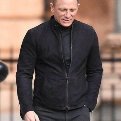 Daniel Craig Black Suede Leather Jacket