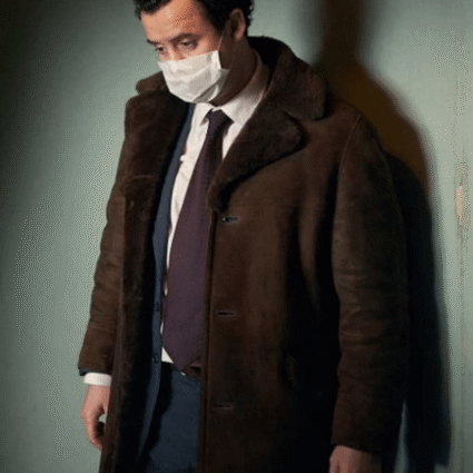 Daniel Mays Des Peter Jay Brown Shearling Leather Coat