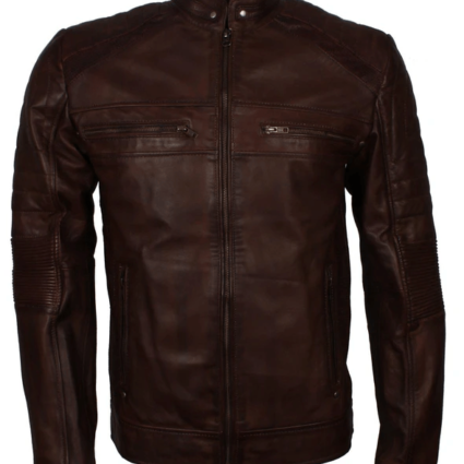 Dark Brown Cafe Racer Leather Jacket