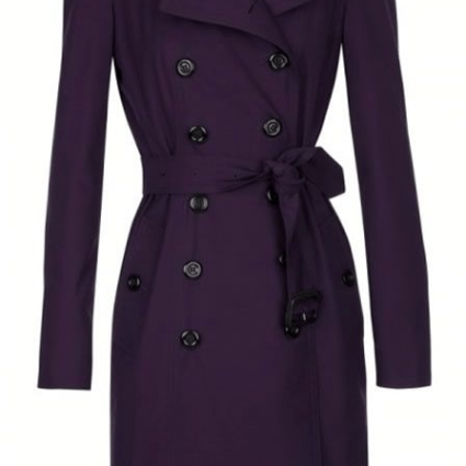 Dark Purple Burberry Cotton Trench Coat