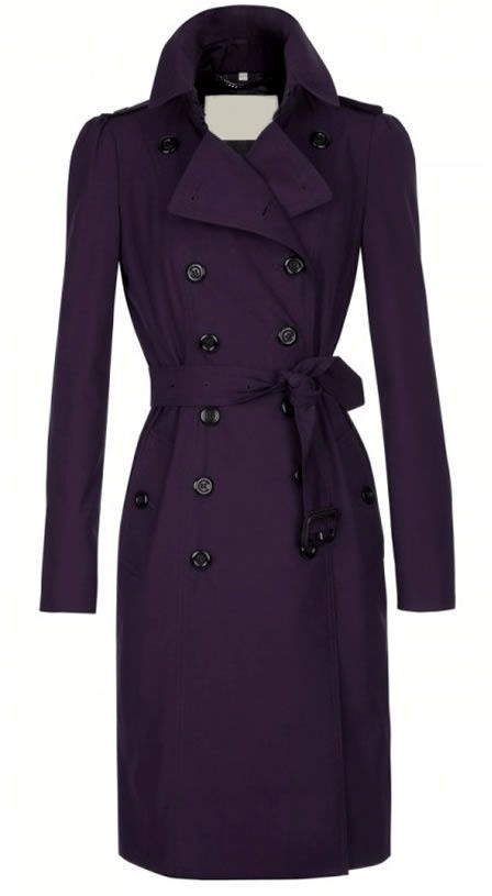 Dark Purple Burberry Cotton Trench Coat - A2 Jackets