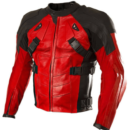 Mens Deadpool Motorcycle Leather Jacket