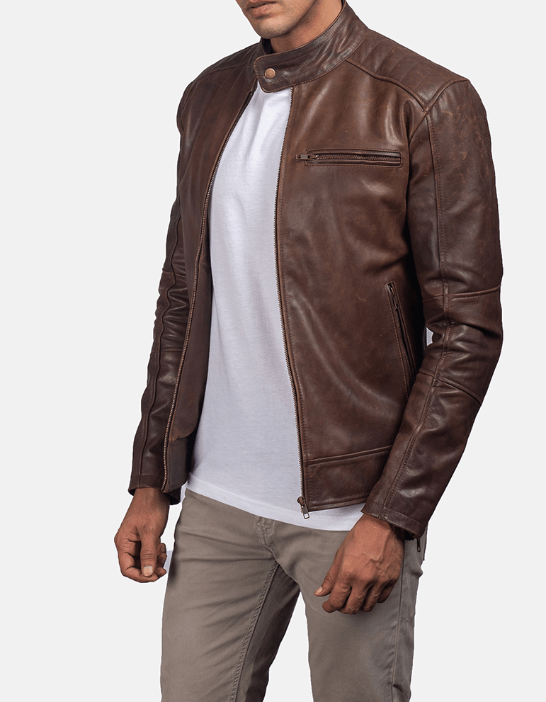 Dean Brown Biker Leather Jacket - A2 Jackets