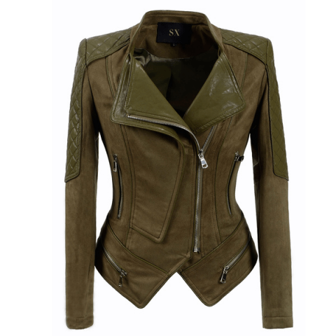 Pure Color Deerskin Retro Punk Motorcycle Leather Jacket