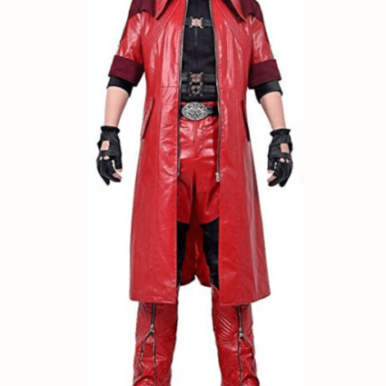 Mens Devil May Cry 4 Red DMC Dante Leather Coat