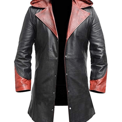 Dante Devil May Cry Maroon And Black Trench Leather Coat