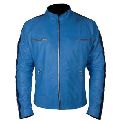 Dirk Gentlys Holistic Detective Samuel Barnett Blue Faux Leather Jacket