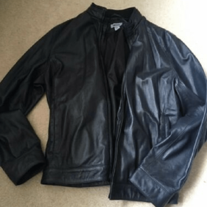 Dkny Lamb-skin Dark Blue Leather Jacket