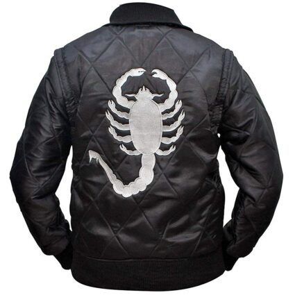 Ryan Gosling Drive Scorpion Black Bomber Satin Jacket