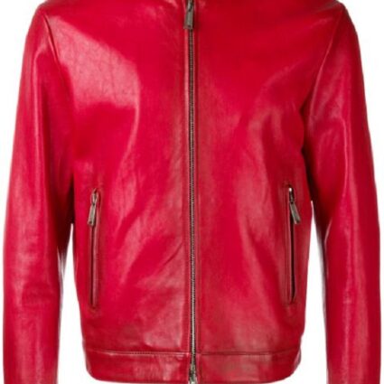 Dsquared2 Red Mens Leather Jacket