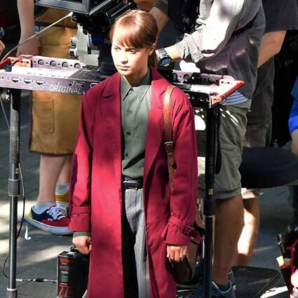Earthquake Bird Alicia Vikander Red Long Coat